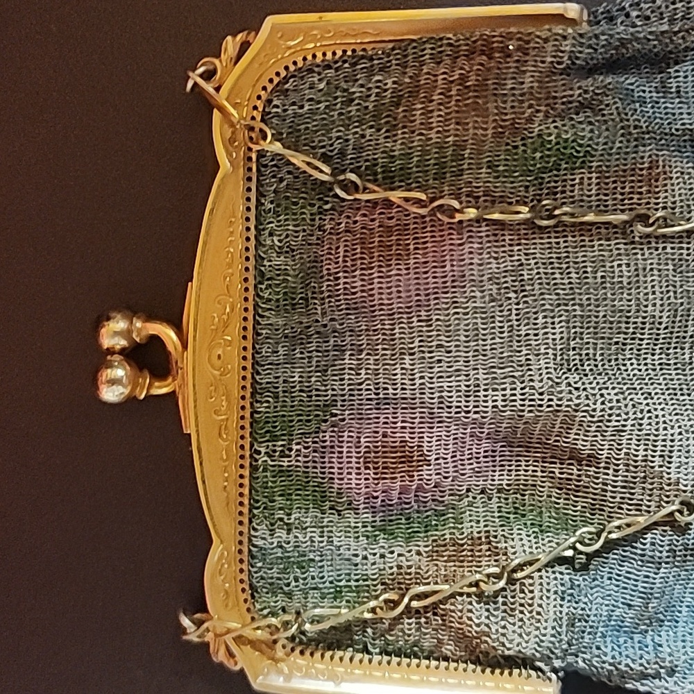 Whiting & Davis Dresden Mesh Evening Bag w/ Floral Motif Vintage - Picture 10 of 15